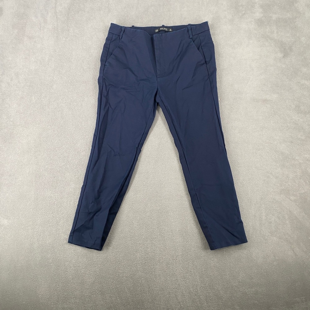 Zara Basic Collection Navy Blue Tapered Chino Trousers Womens Size 6 US 38 EUR